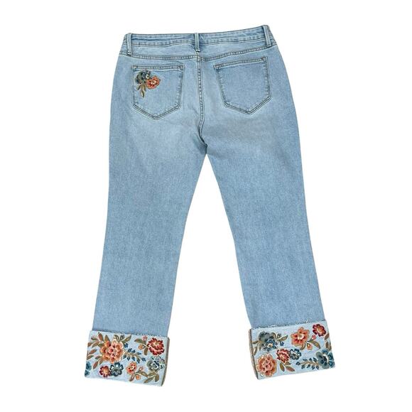 DRIFTWOOD Colette Embroidered Floral Cuff Jeans Size 10 - Picture 5 of 9